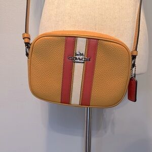 Coach Yellow and Red Crossbody Camera Bag with gunmetal accents EUC